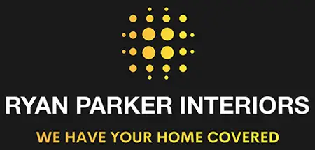 Black logo with yellow text for Ryan Parker Interiors