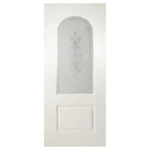 Arched Top Sandblast Floral Brocade UPVC Internal Door – Frosted Floral Arched