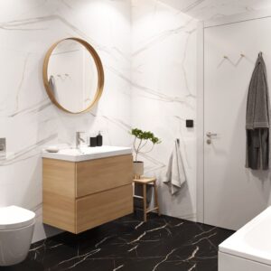 Black Calacatta Marble Vilo SPC Waterproof Rigid Core Flooring